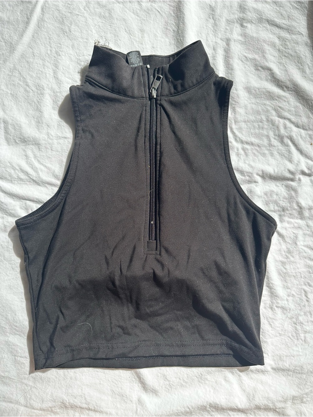Balance Athletica Black Zip-Front Mock Neck Crop Tank - Isotope Bra